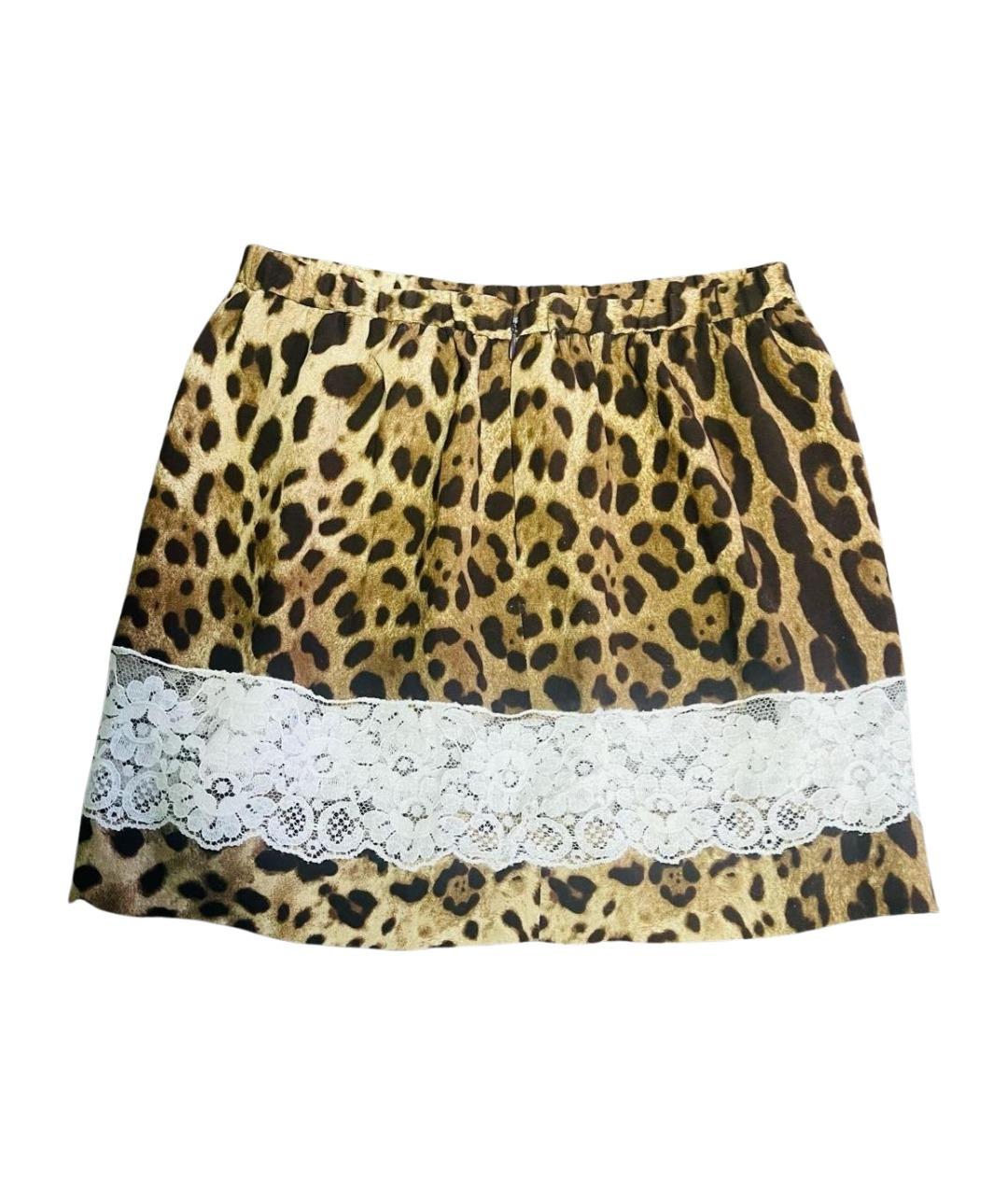 DOLCE&GABBANA Коричневая шелковая юбка мини, фото 1