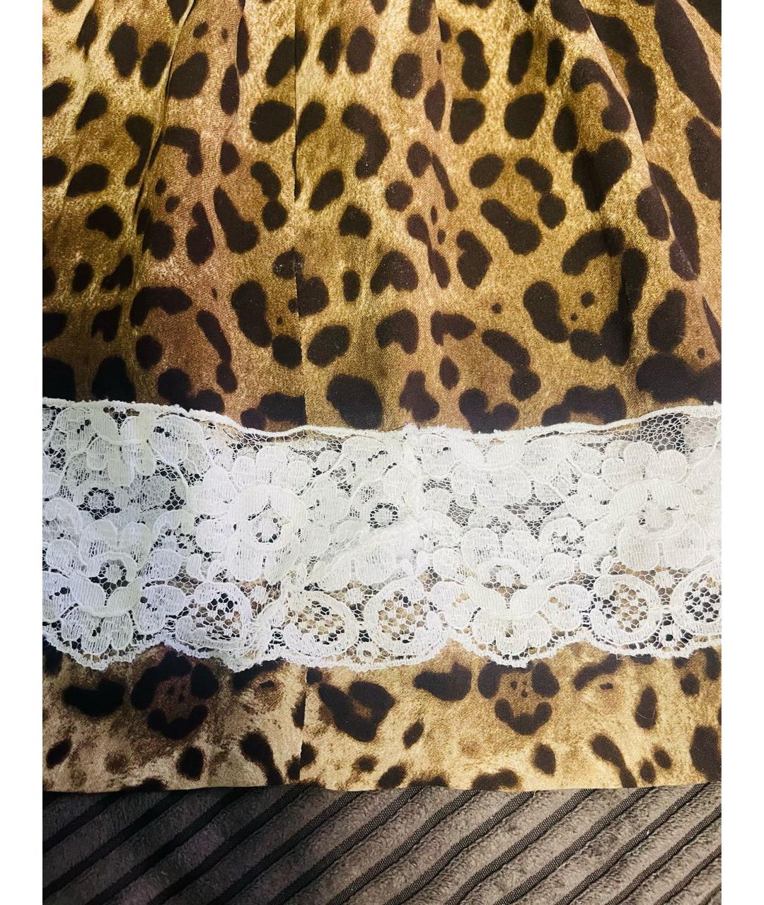 DOLCE&GABBANA Коричневая шелковая юбка мини, фото 5