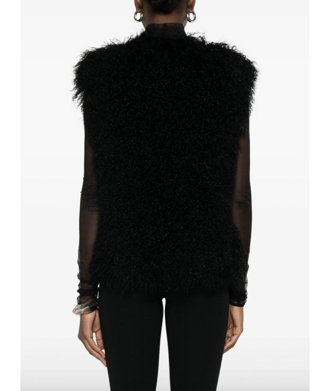 YVES SALOMON Черный меховой жилет, фото 3