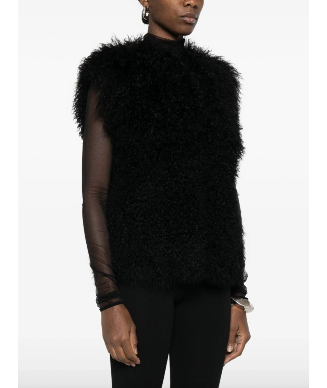 YVES SALOMON Черный меховой жилет, фото 2