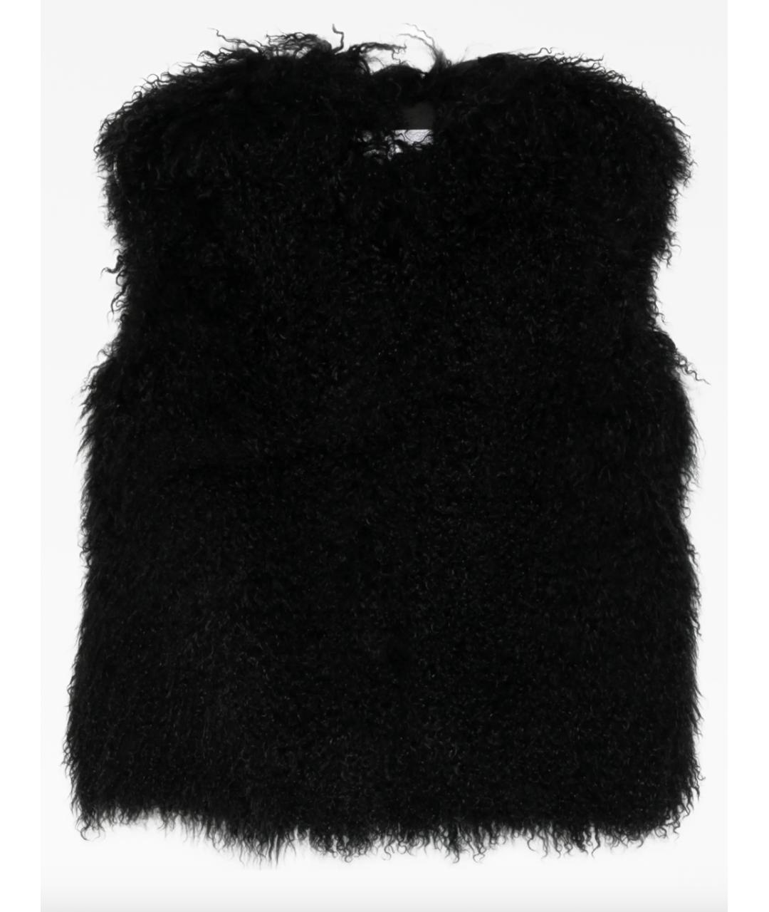 YVES SALOMON Черный меховой жилет, фото 5