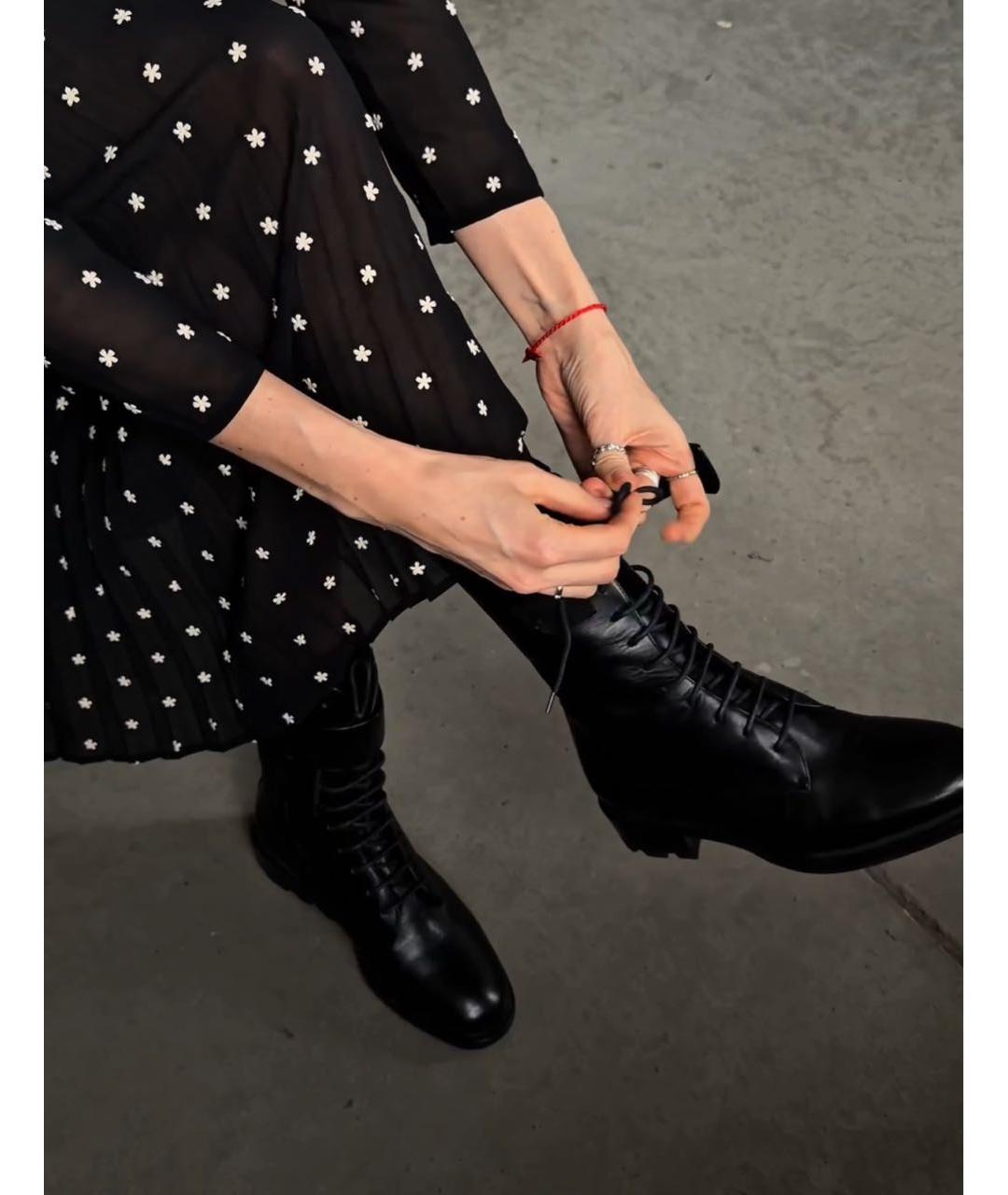 JIL SANDER Черные кожаные ботинки, фото 6