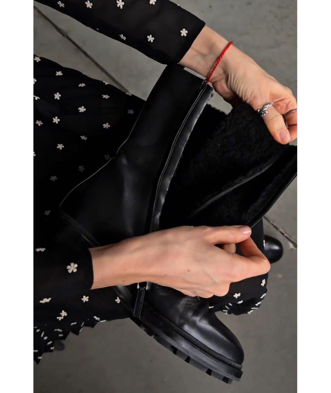 JIL SANDER Черные кожаные ботинки, фото 5