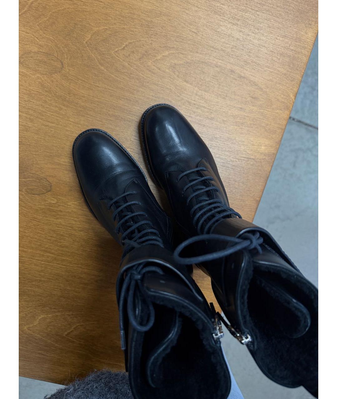 JIL SANDER Черные кожаные ботинки, фото 4