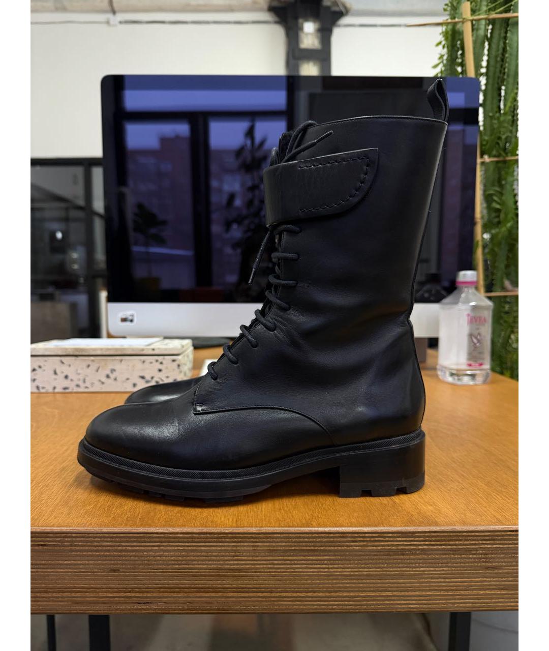 JIL SANDER Черные кожаные ботинки, фото 9