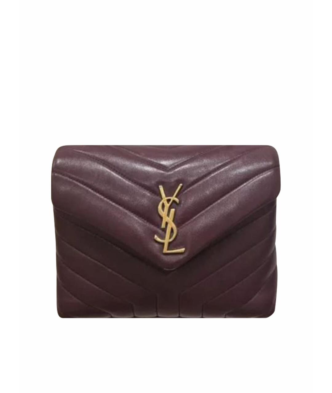 SAINT LAURENT Бордовая кожаная сумка через плечо, фото 1