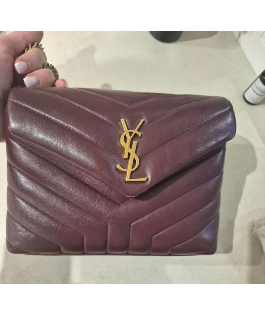 SAINT LAURENT Бордовая кожаная сумка через плечо, фото 2