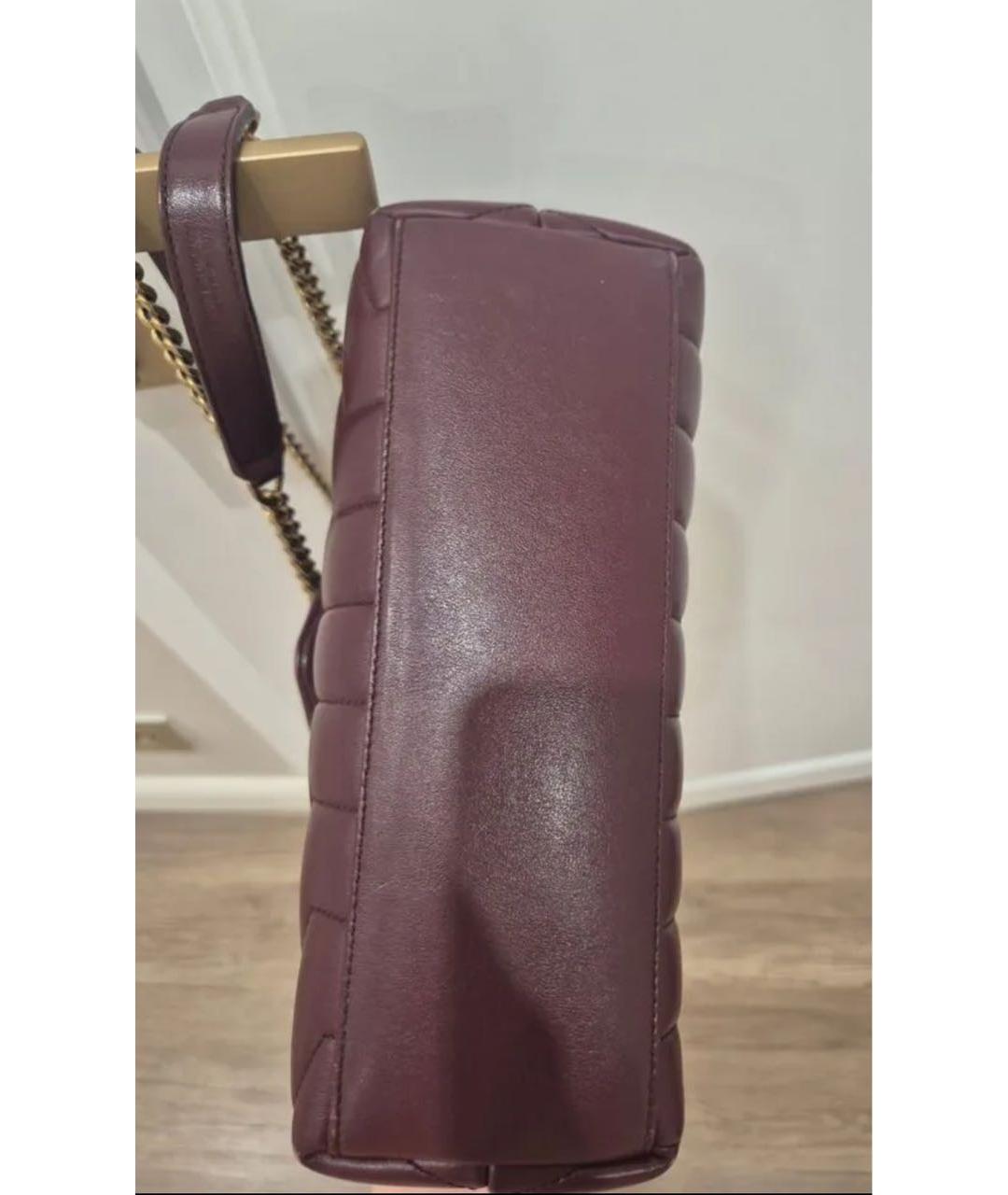 SAINT LAURENT Бордовая кожаная сумка через плечо, фото 5