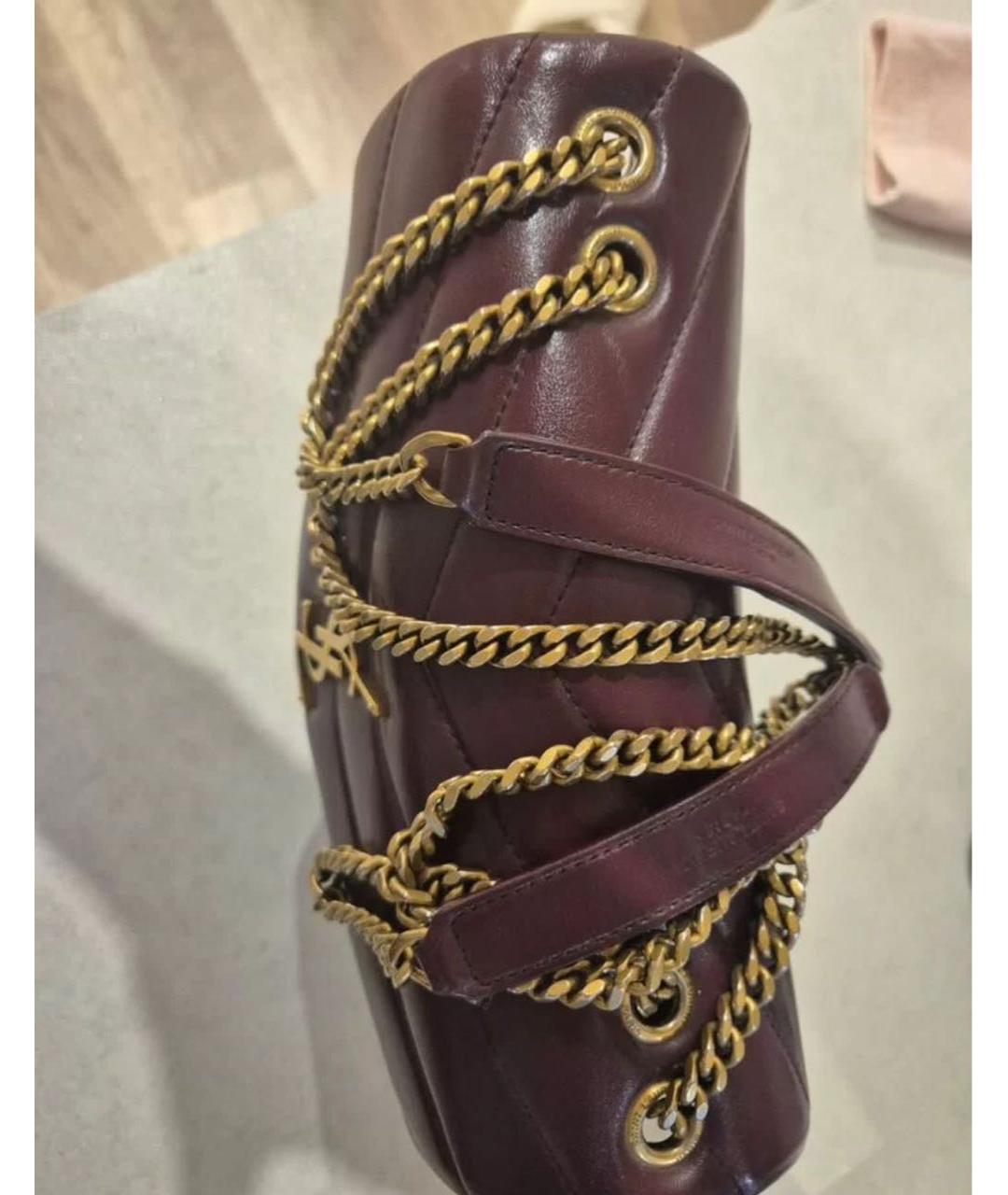 SAINT LAURENT Бордовая кожаная сумка через плечо, фото 4