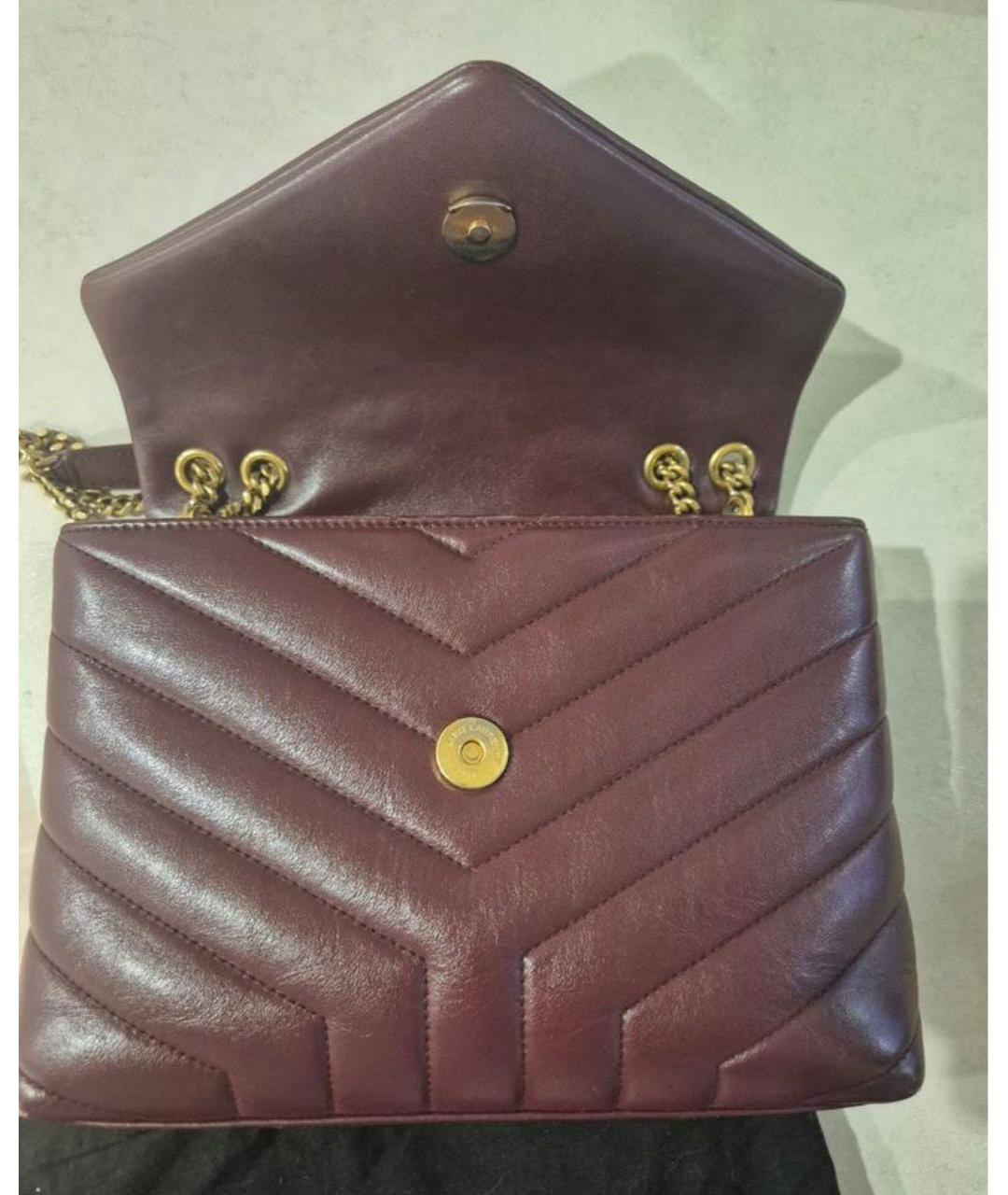 SAINT LAURENT Бордовая кожаная сумка через плечо, фото 3