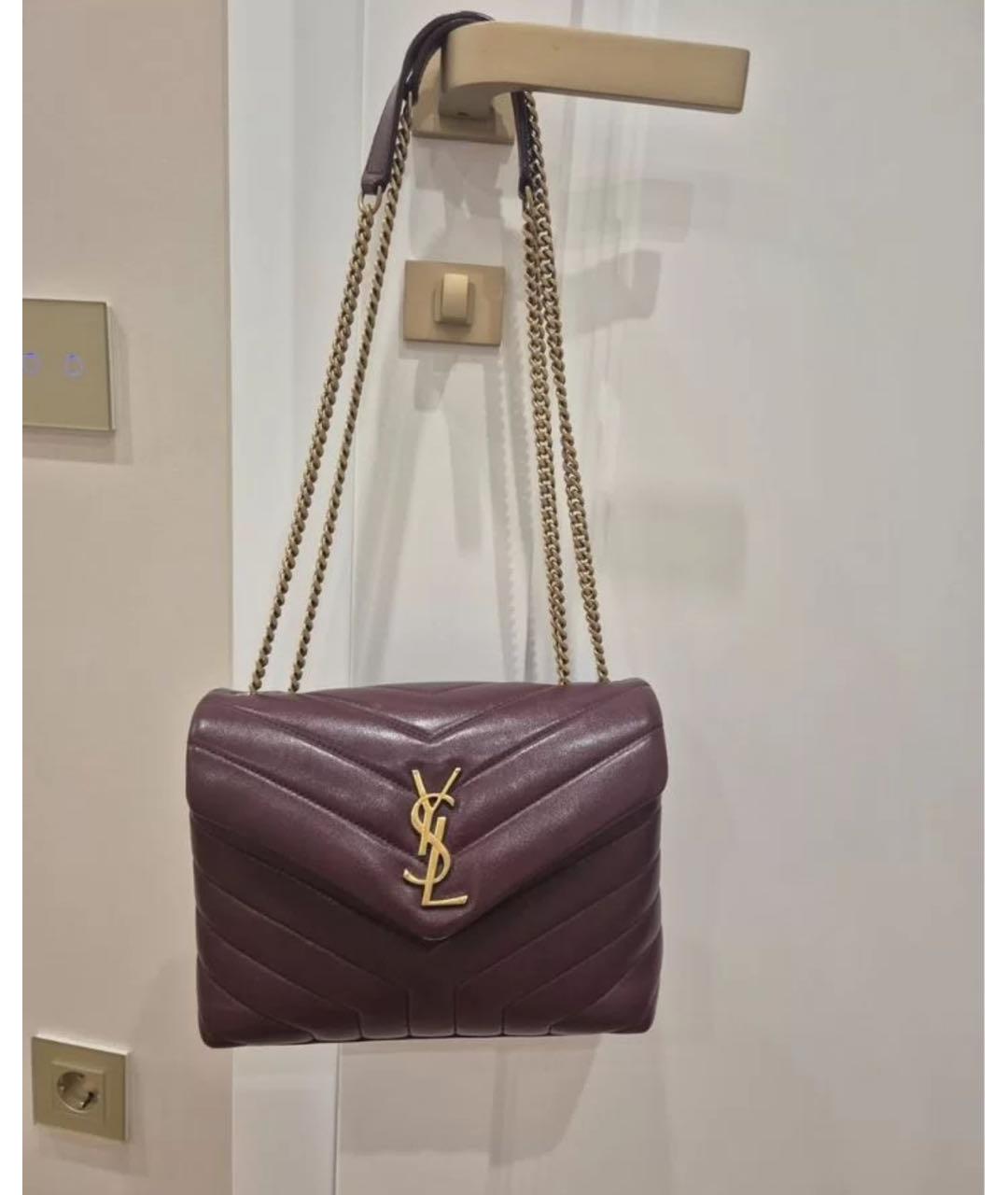SAINT LAURENT Бордовая кожаная сумка через плечо, фото 6
