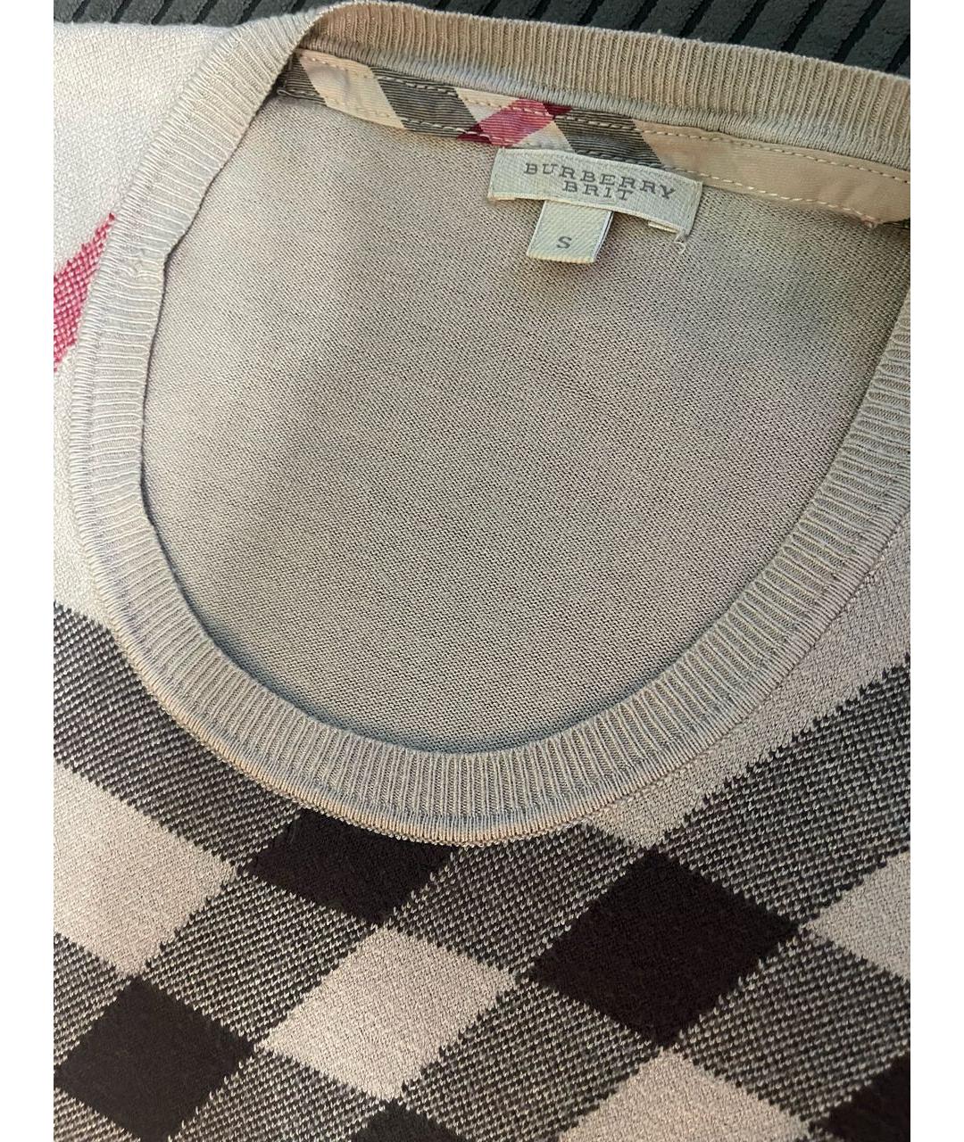 BURBERRY Бежевое вискозное повседневное платье, фото 4