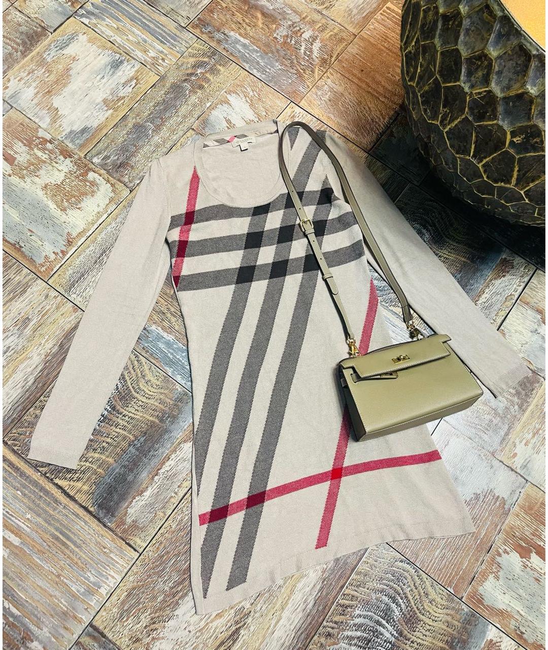 BURBERRY Бежевое вискозное повседневное платье, фото 7