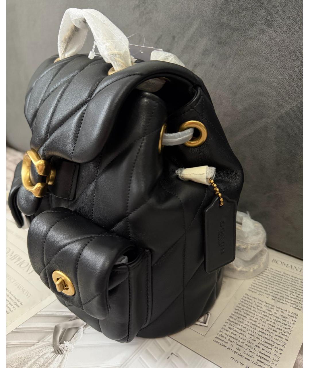 COACH Черный кожаный рюкзак, фото 5