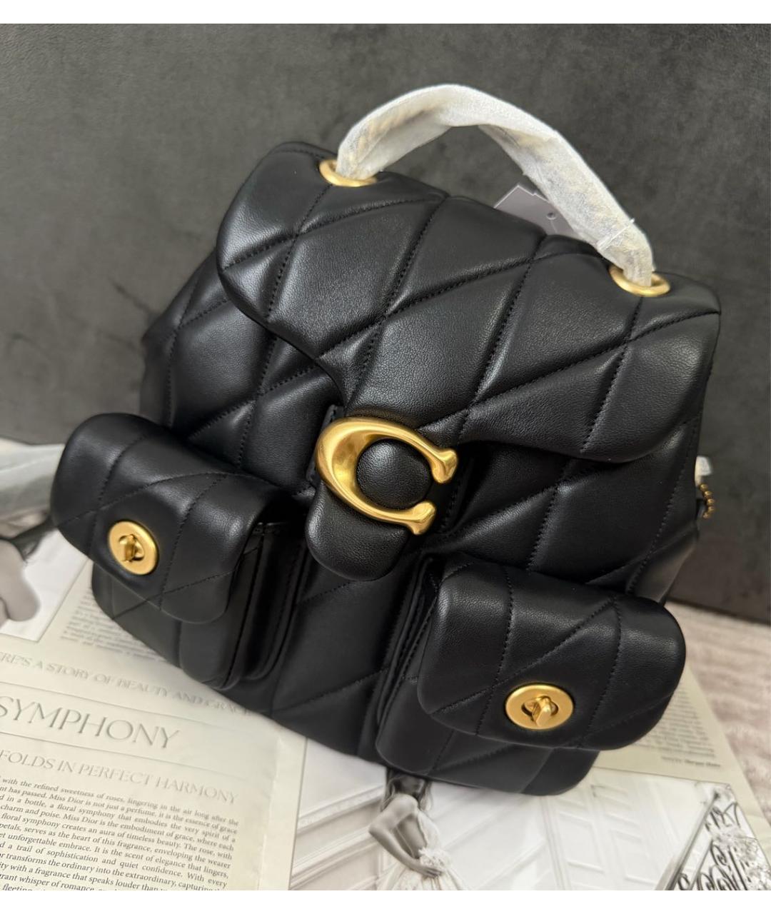 COACH Черный кожаный рюкзак, фото 2