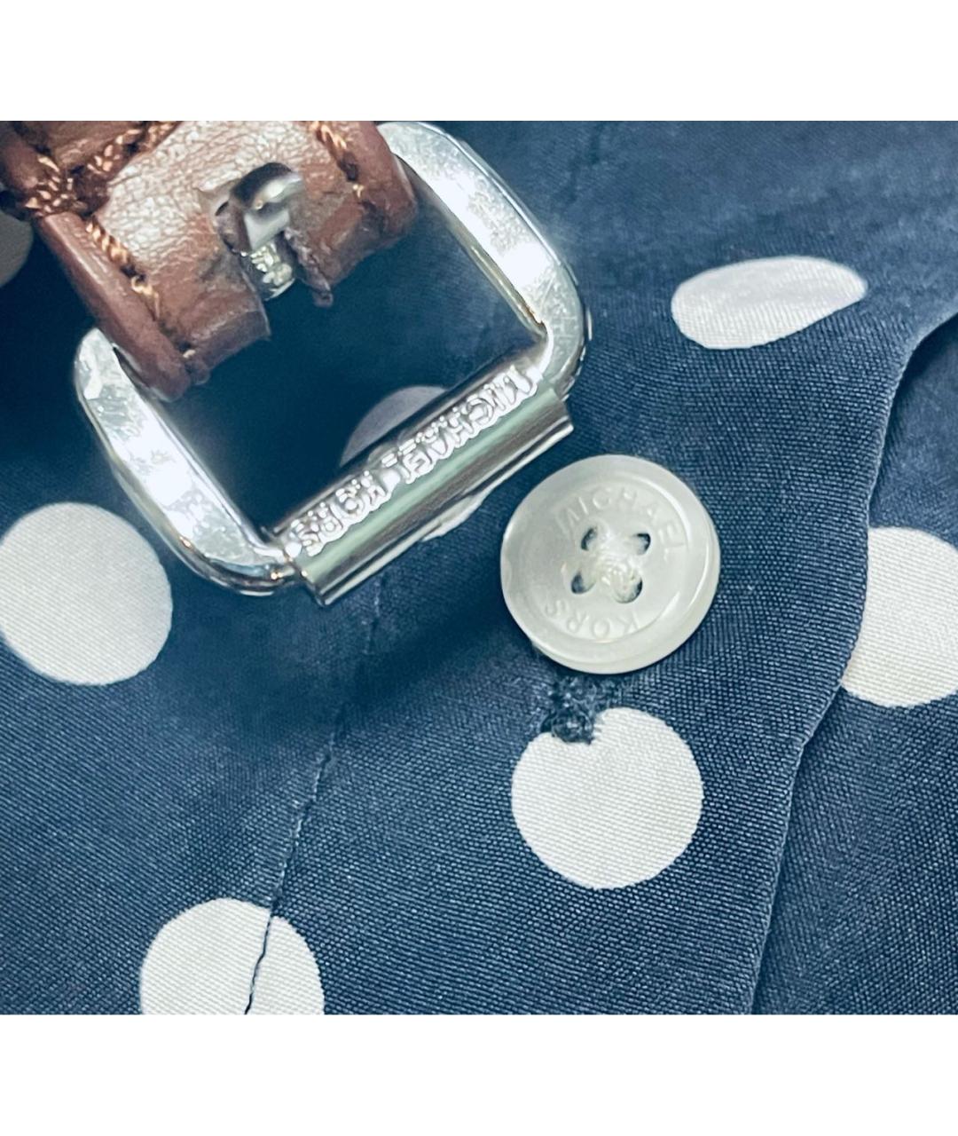 MICHAEL KORS Темно-синее шелковое повседневное платье, фото 7