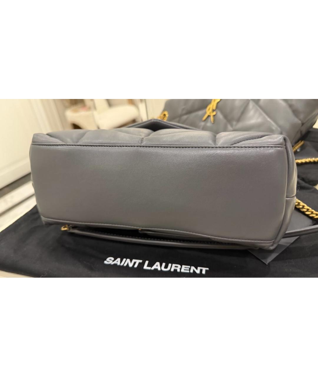 SAINT LAURENT Серая кожаная сумка через плечо, фото 4