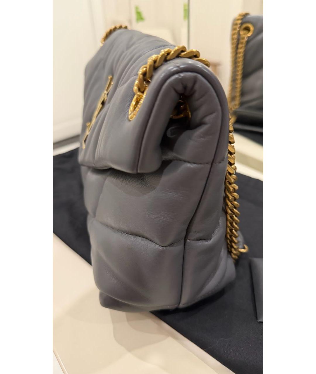 SAINT LAURENT Серая кожаная сумка через плечо, фото 8