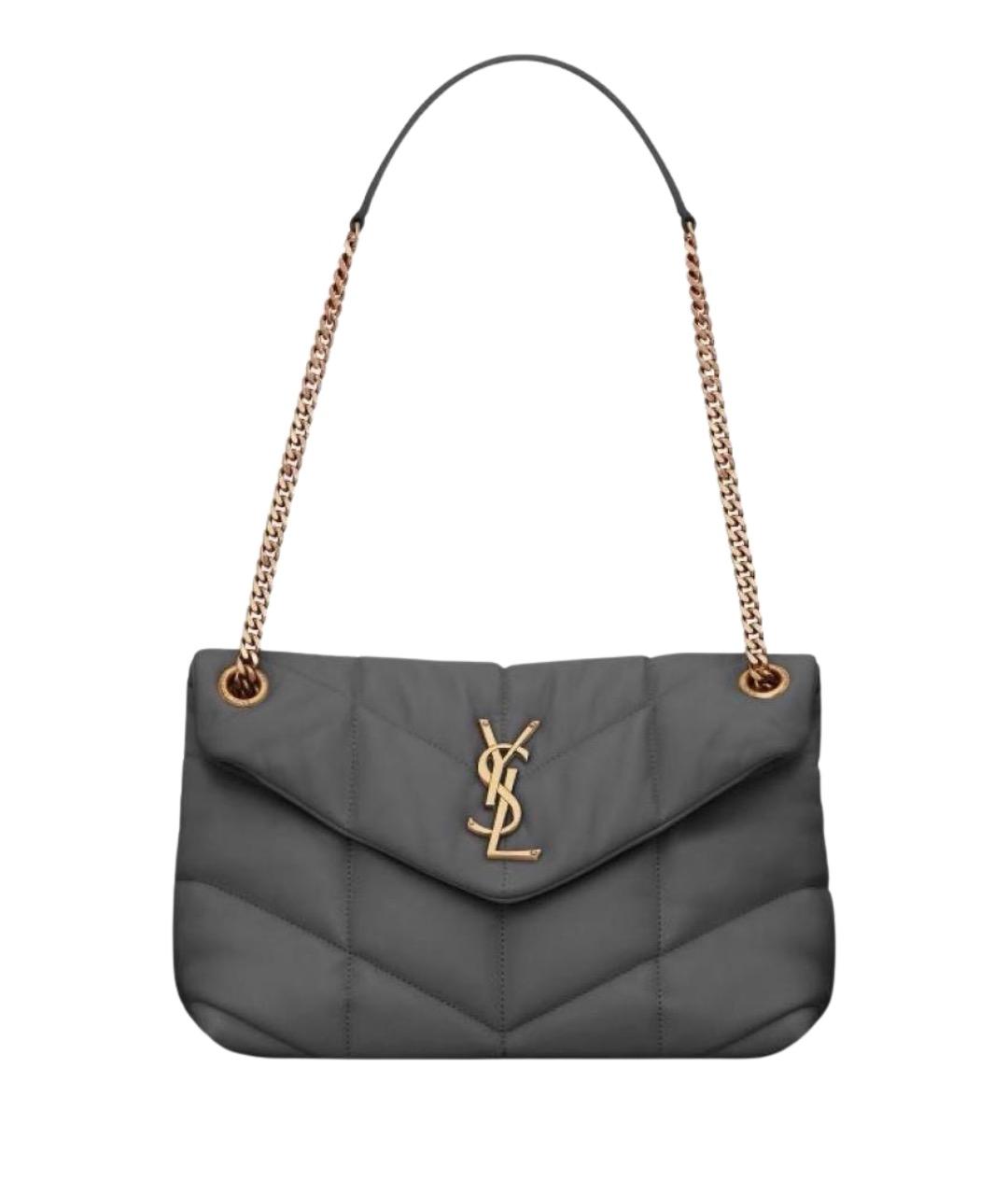 SAINT LAURENT Серая кожаная сумка через плечо, фото 1