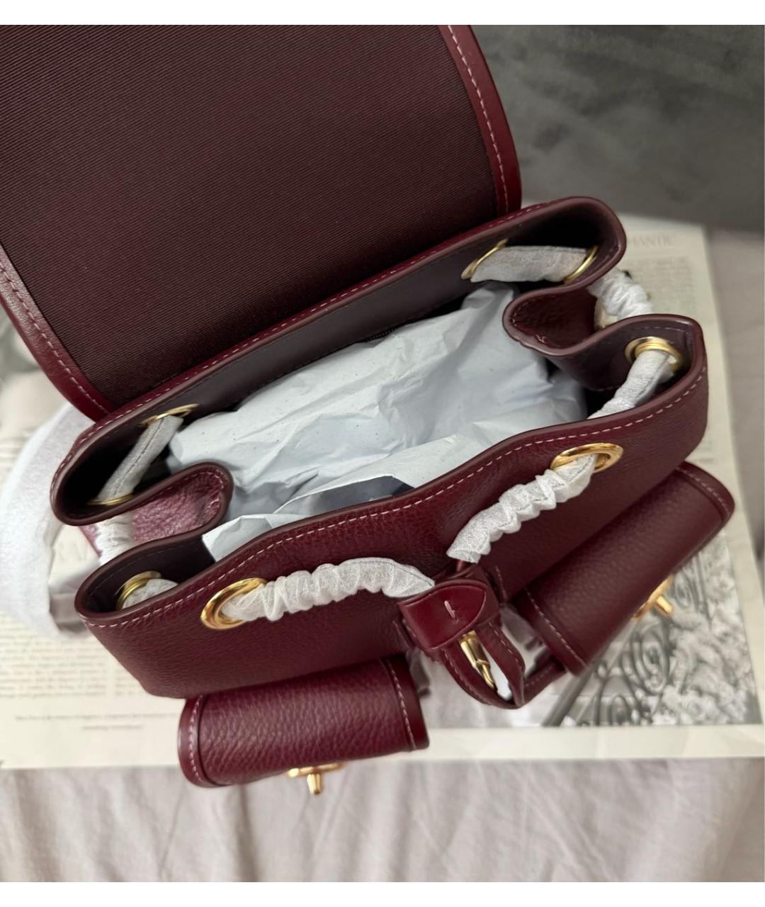 COACH Бордовый кожаный рюкзак, фото 4