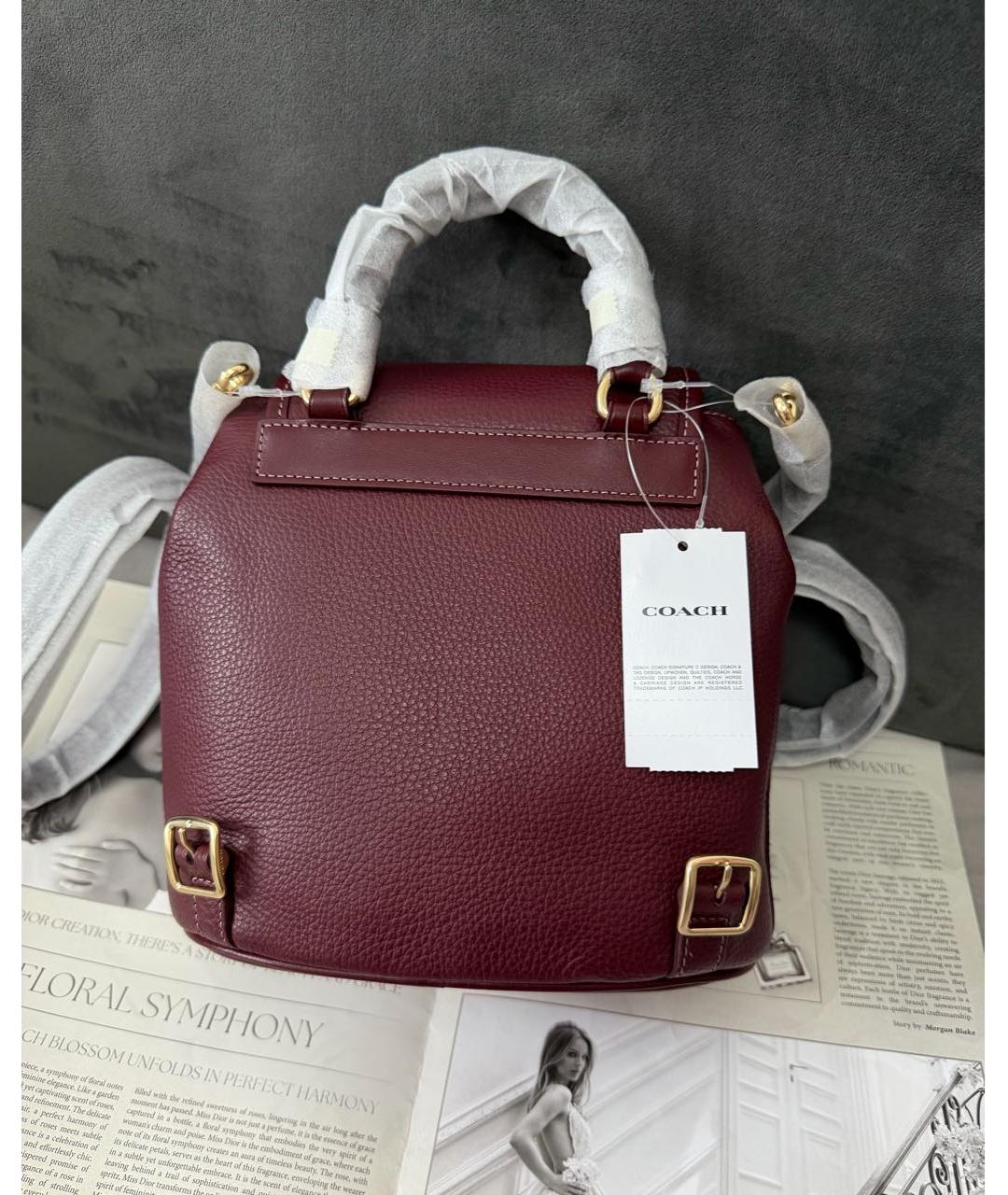 COACH Бордовый кожаный рюкзак, фото 3