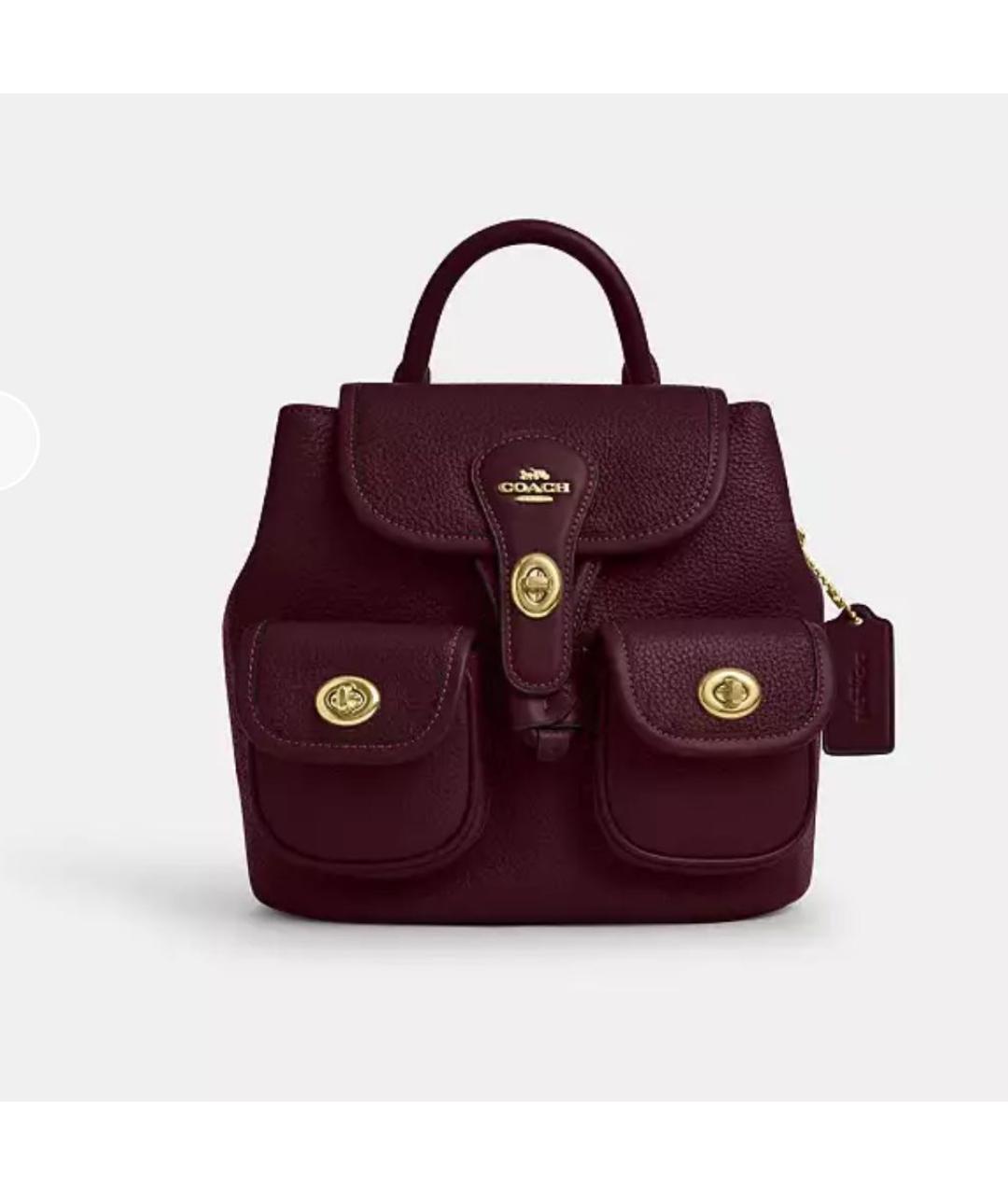 COACH Бордовый кожаный рюкзак, фото 9