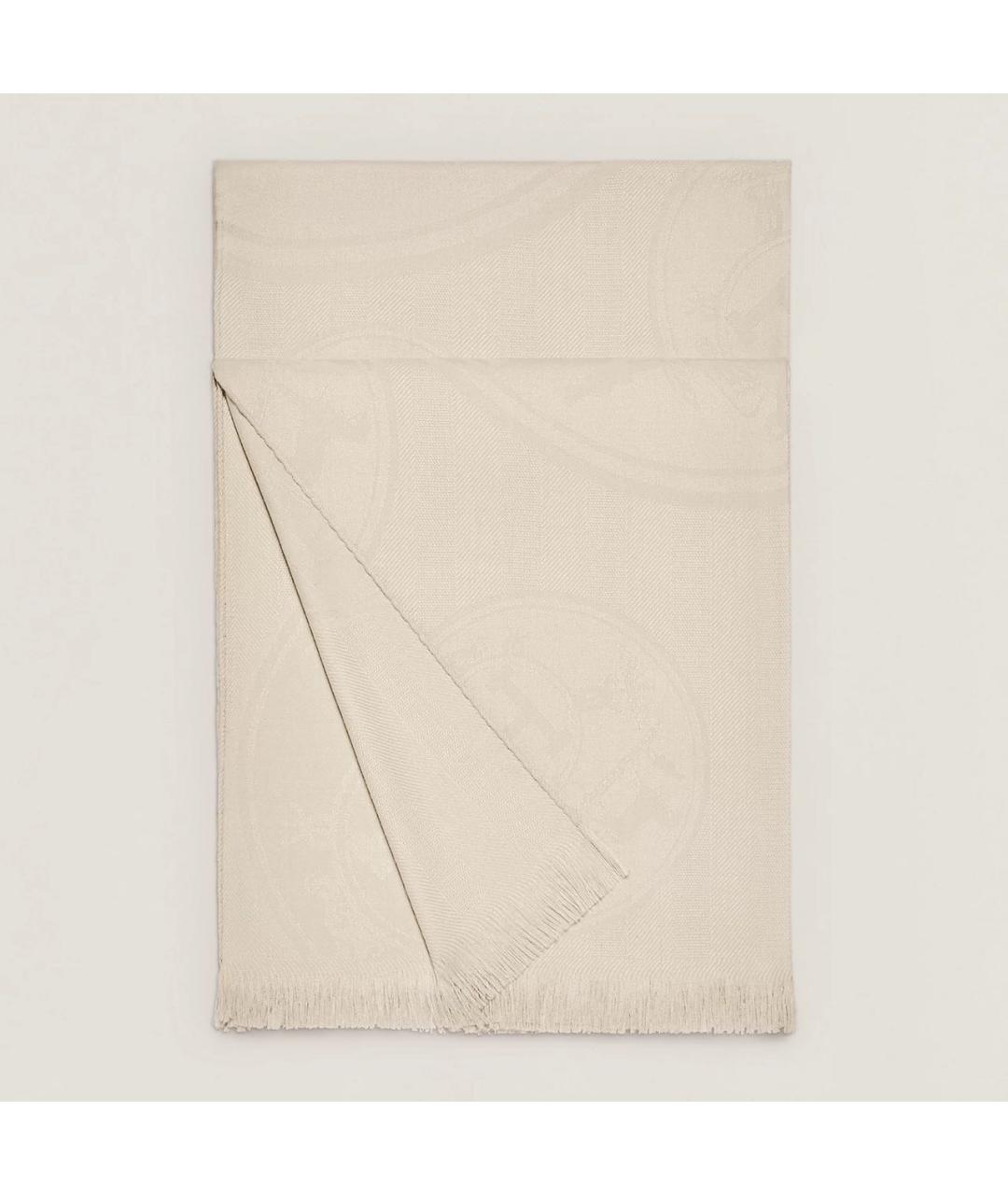 HERMES Бежевый кашемировый платок, фото 4