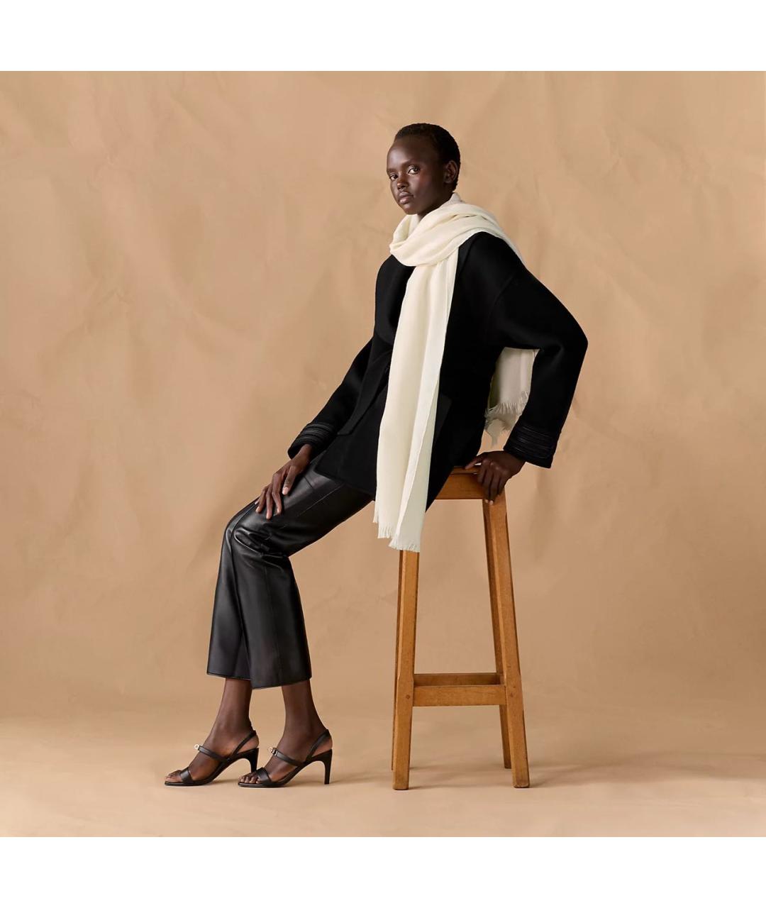 HERMES Бежевый кашемировый платок, фото 3