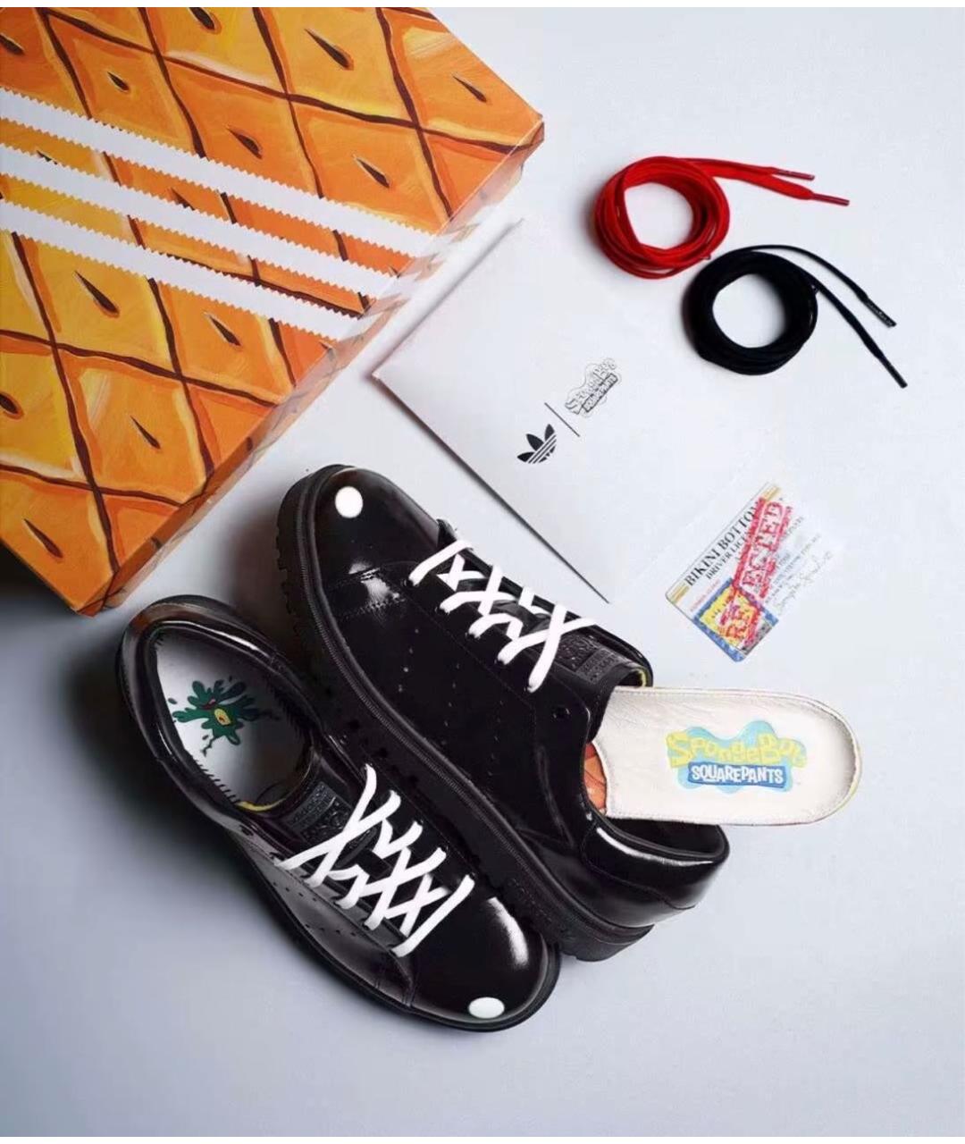 ADIDAS Черные низкие кроссовки / кеды из лакированной кожи, фото 5