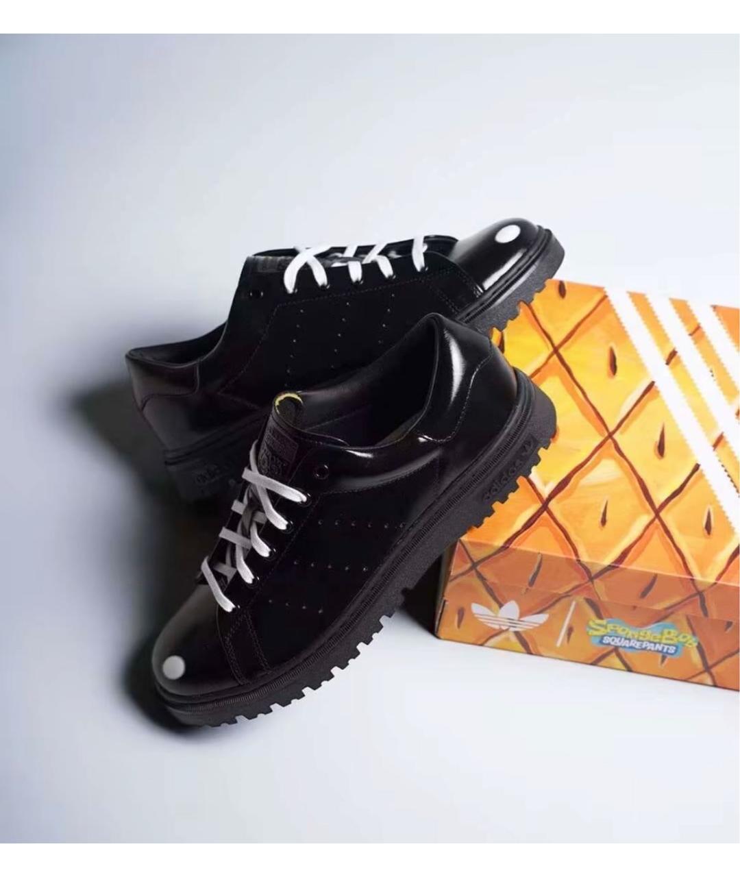 ADIDAS Черные низкие кроссовки / кеды из лакированной кожи, фото 6