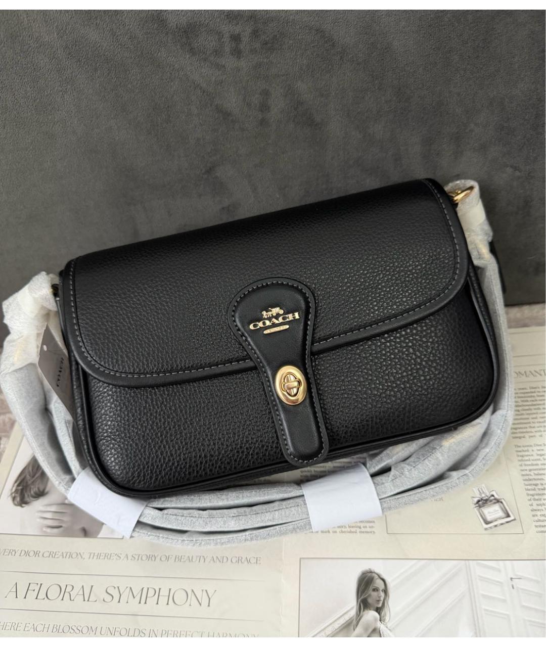 COACH Черная кожаная сумка через плечо, фото 2