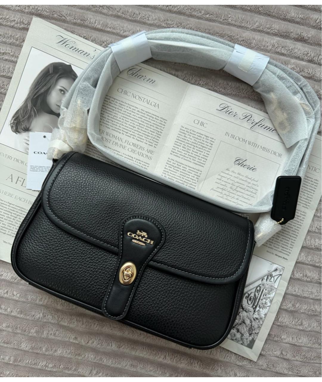 COACH Черная кожаная сумка через плечо, фото 3