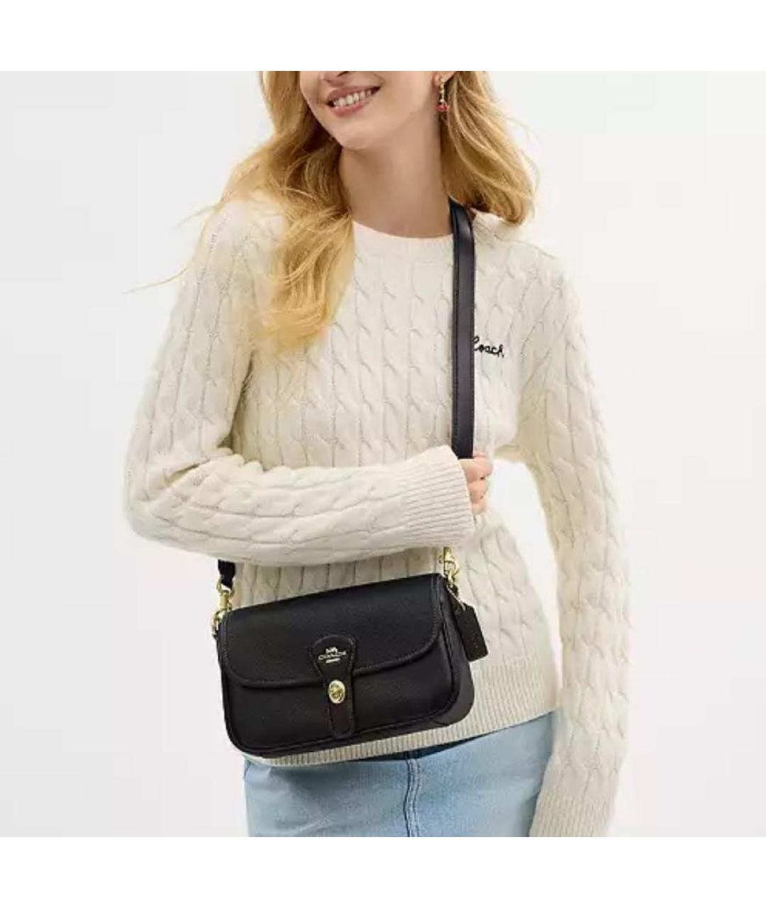 COACH Черная кожаная сумка через плечо, фото 8