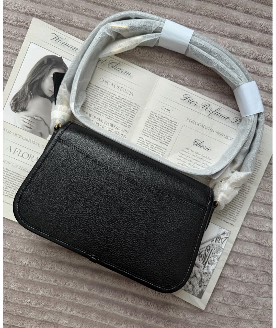 COACH Черная кожаная сумка через плечо, фото 4