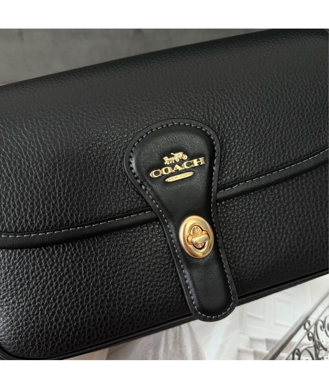 COACH Черная кожаная сумка через плечо, фото 5