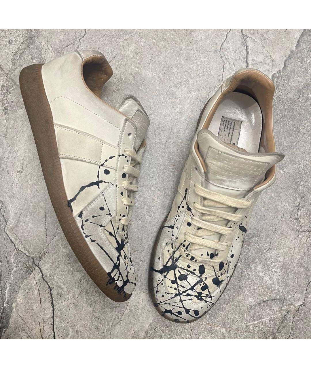 MAISON MARGIELA Белые кожаные низкие кроссовки / кеды, фото 3