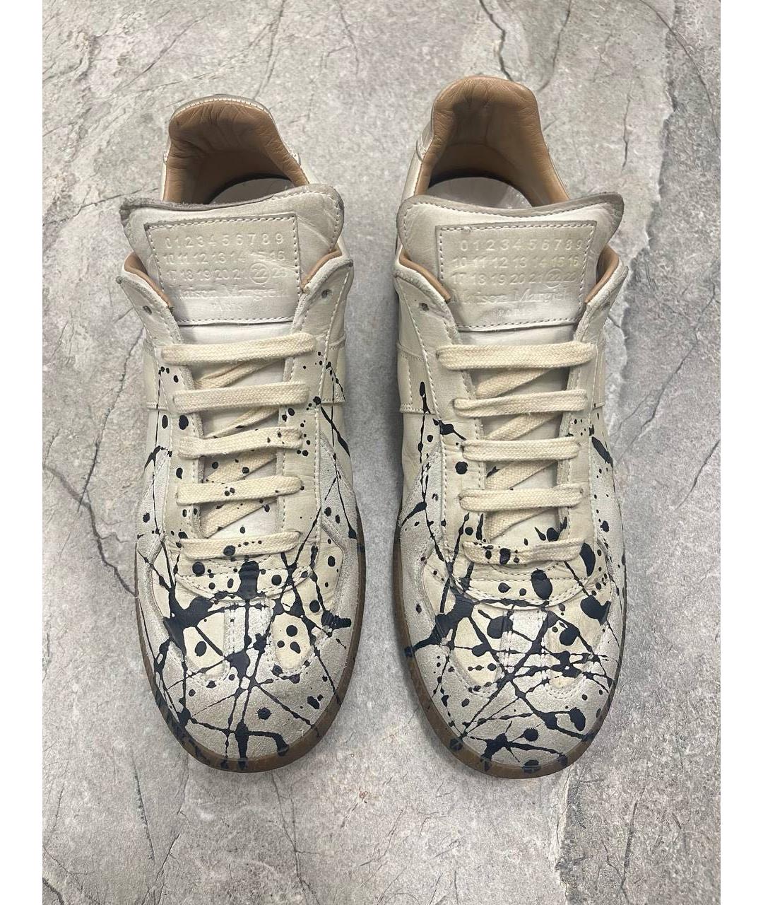 MAISON MARGIELA Белые кожаные низкие кроссовки / кеды, фото 2