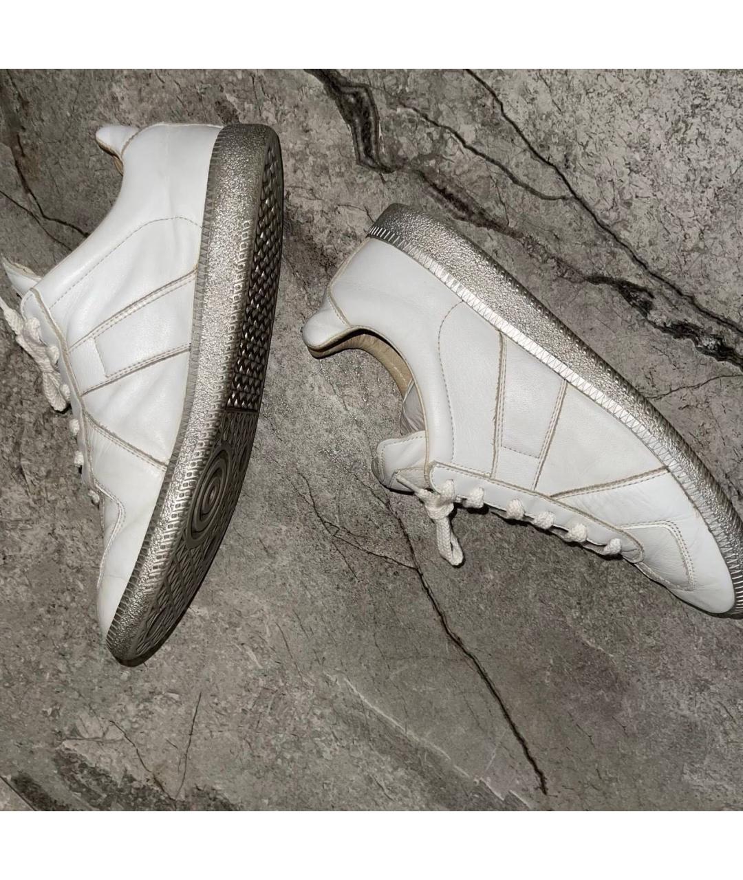MAISON MARGIELA Белые кожаные низкие кроссовки / кеды, фото 5