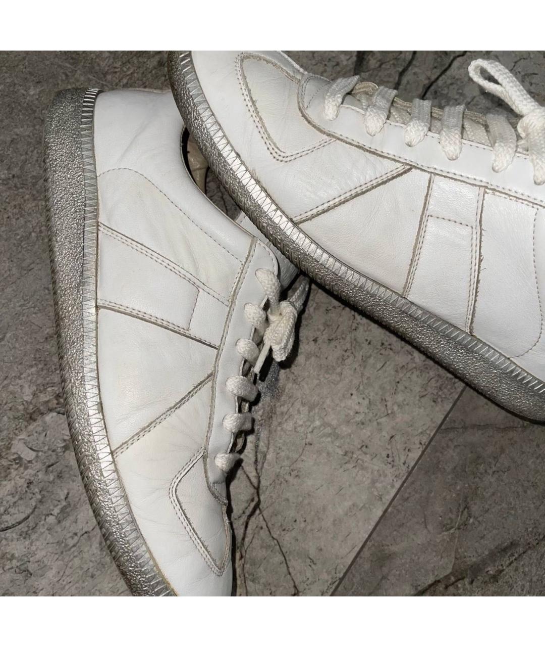 MAISON MARGIELA Белые кожаные низкие кроссовки / кеды, фото 4