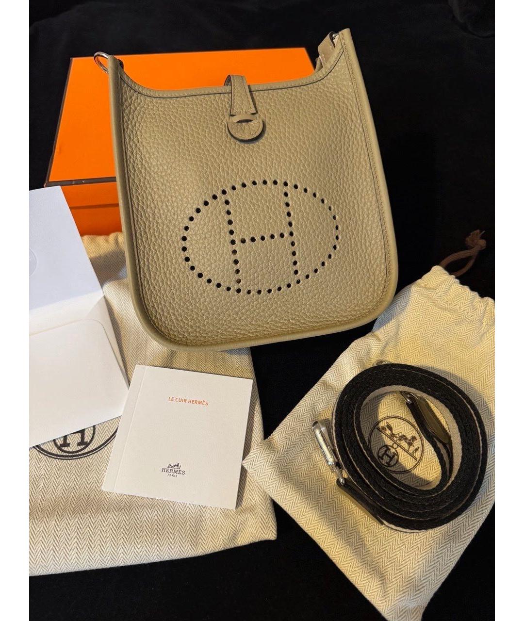 HERMES Бежевая кожаная сумка через плечо, фото 6