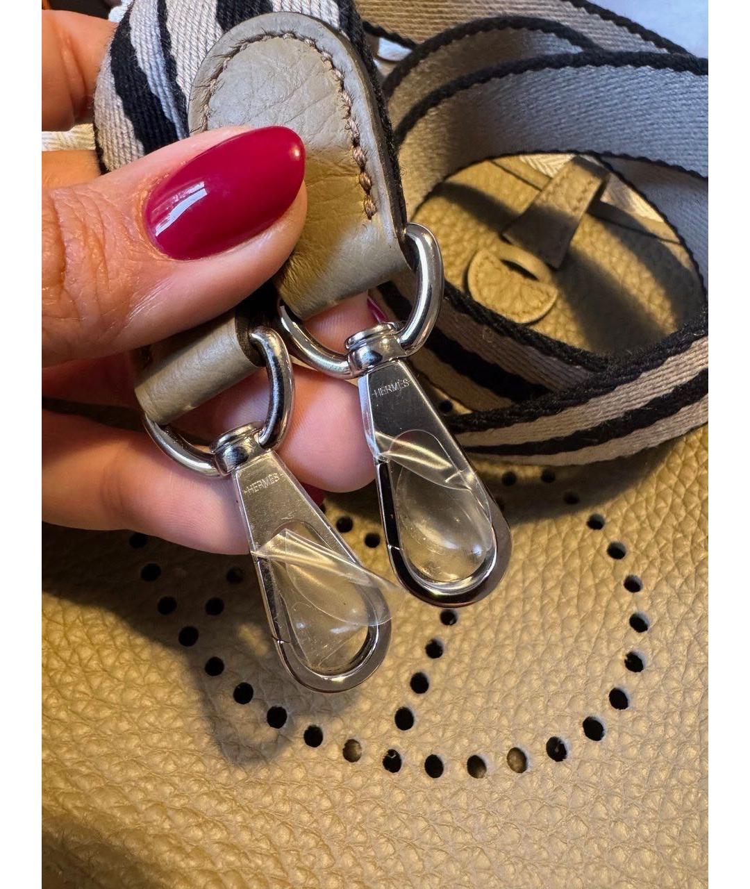 HERMES Бежевая кожаная сумка через плечо, фото 4