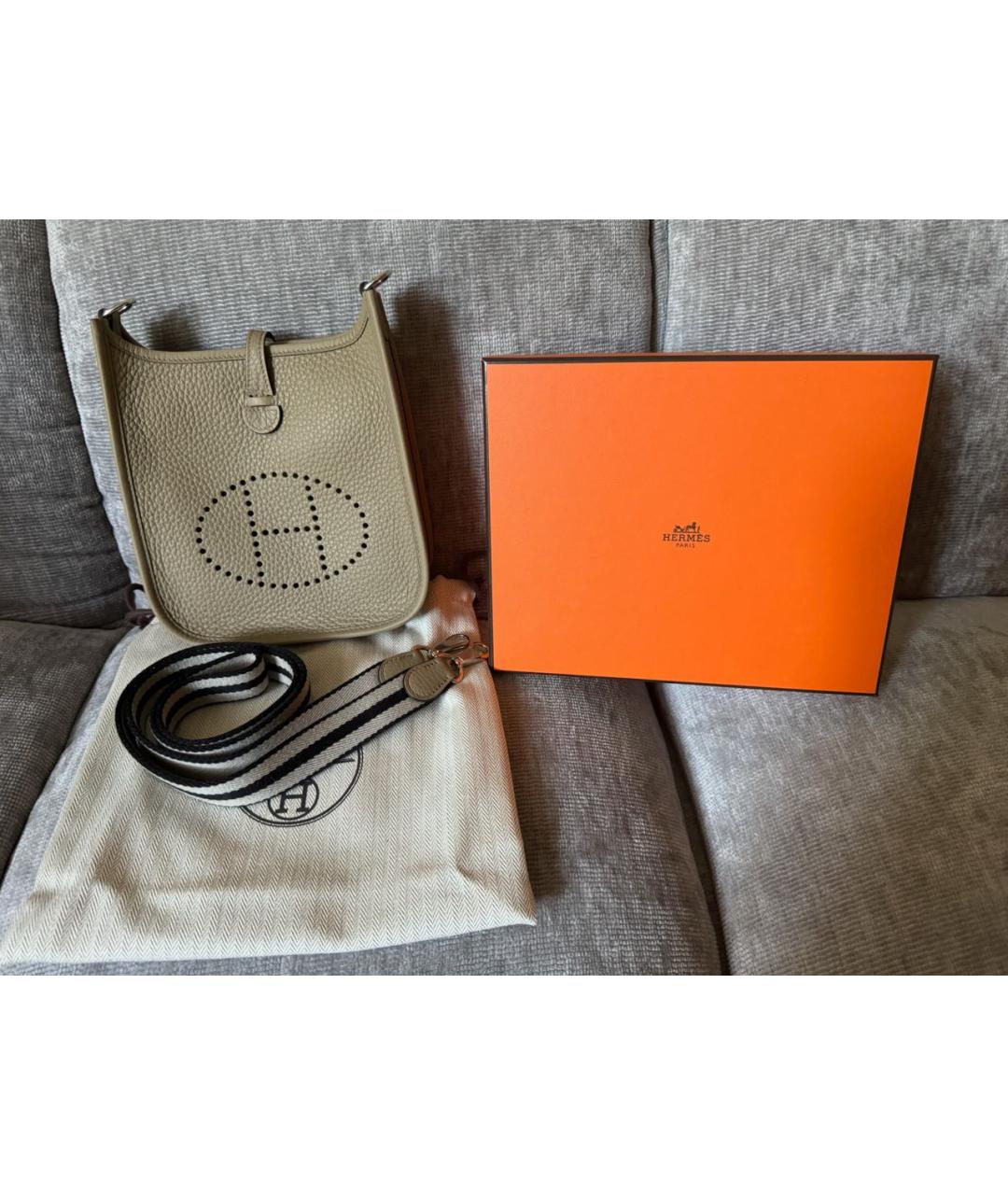 HERMES Бежевая кожаная сумка через плечо, фото 2