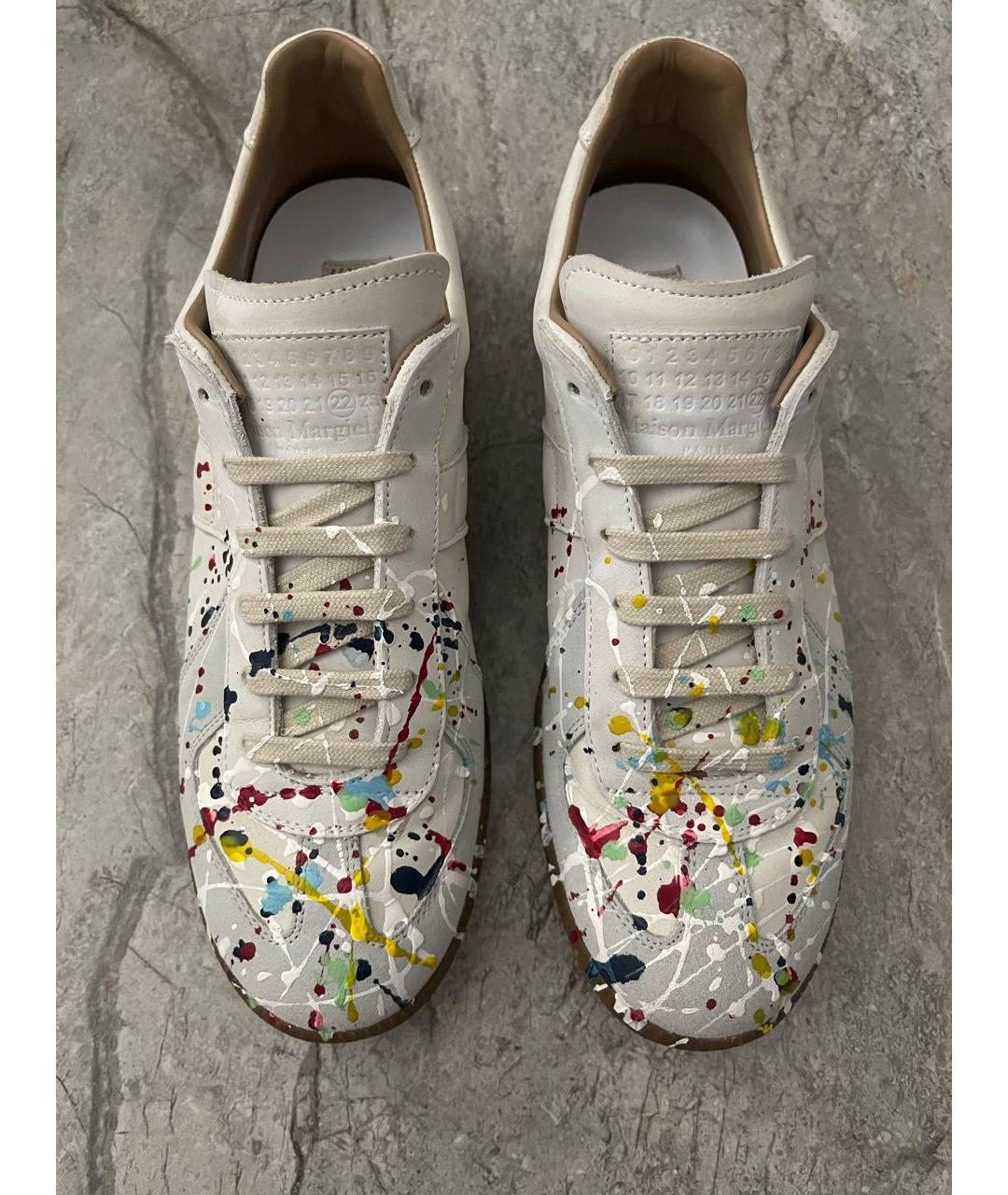 MAISON MARGIELA Бежевые кожаные низкие кроссовки / кеды, фото 3