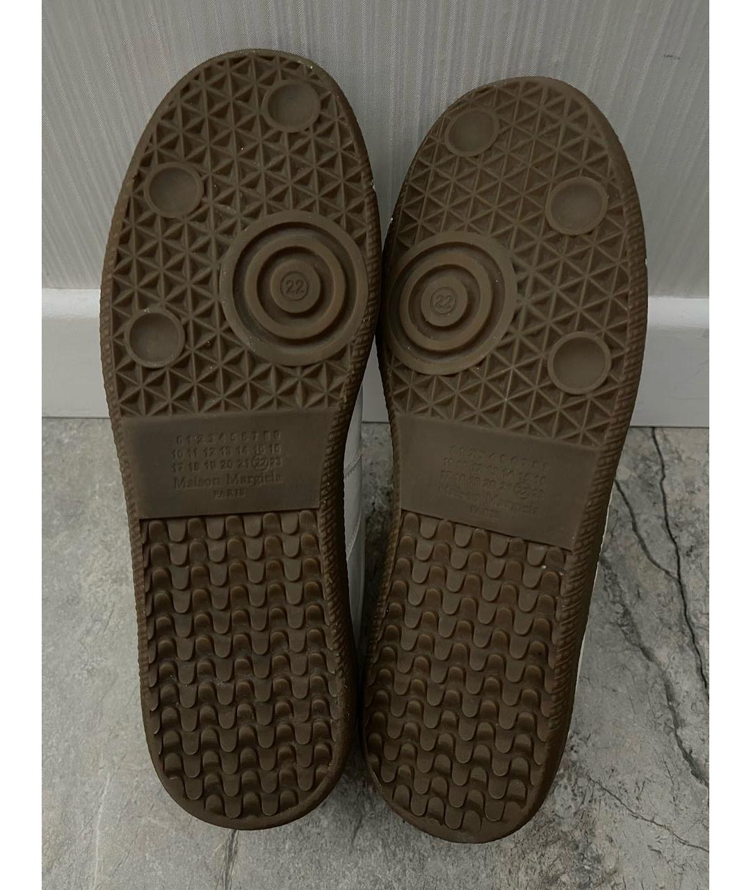 MAISON MARGIELA Бежевые кожаные низкие кроссовки / кеды, фото 5