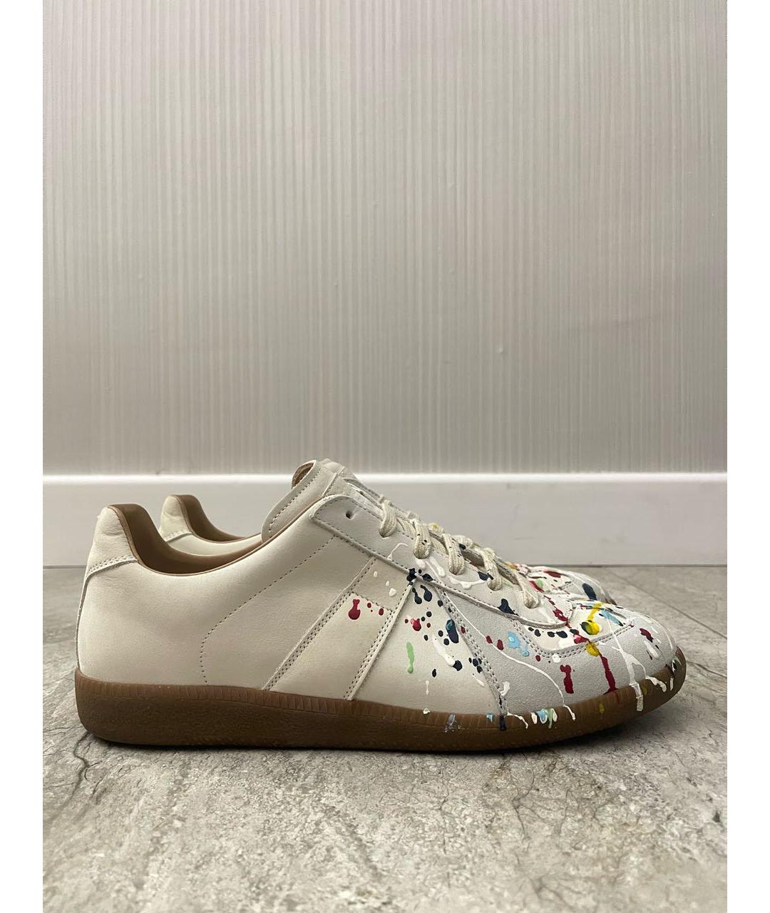 MAISON MARGIELA Бежевые кожаные низкие кроссовки / кеды, фото 6