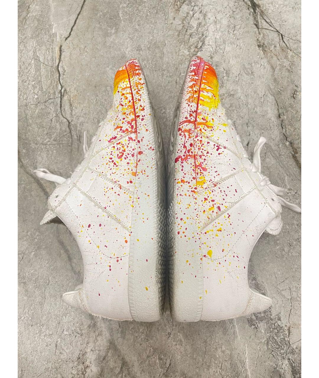 MAISON MARGIELA Белые текстильные низкие кроссовки / кеды, фото 5