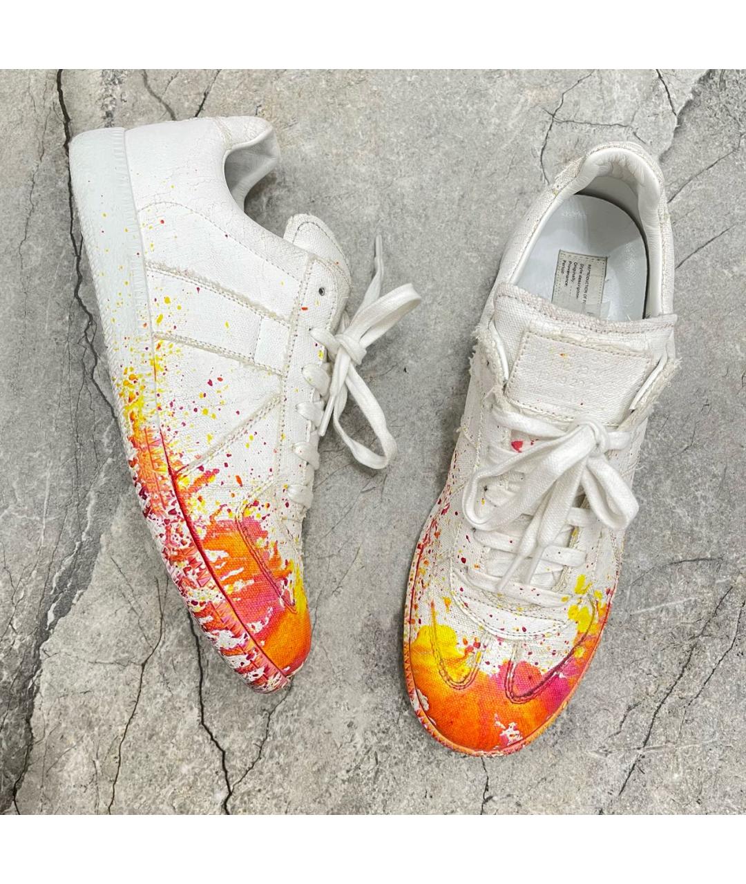 MAISON MARGIELA Белые текстильные низкие кроссовки / кеды, фото 2