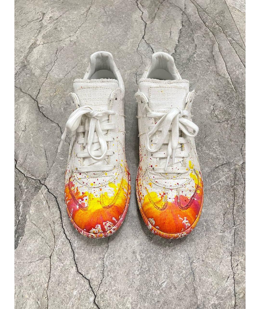 MAISON MARGIELA Белые текстильные низкие кроссовки / кеды, фото 3