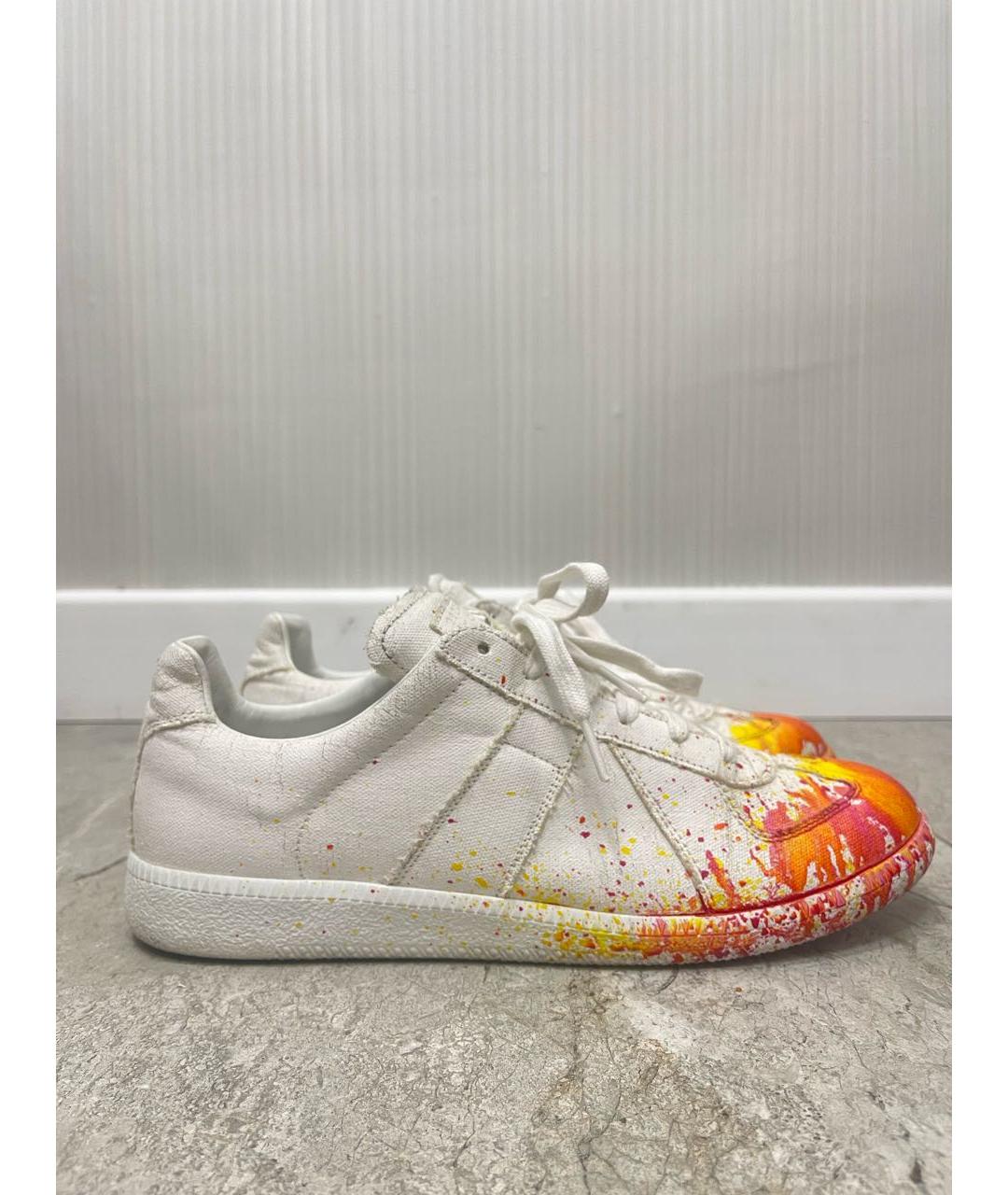 MAISON MARGIELA Белые текстильные низкие кроссовки / кеды, фото 6