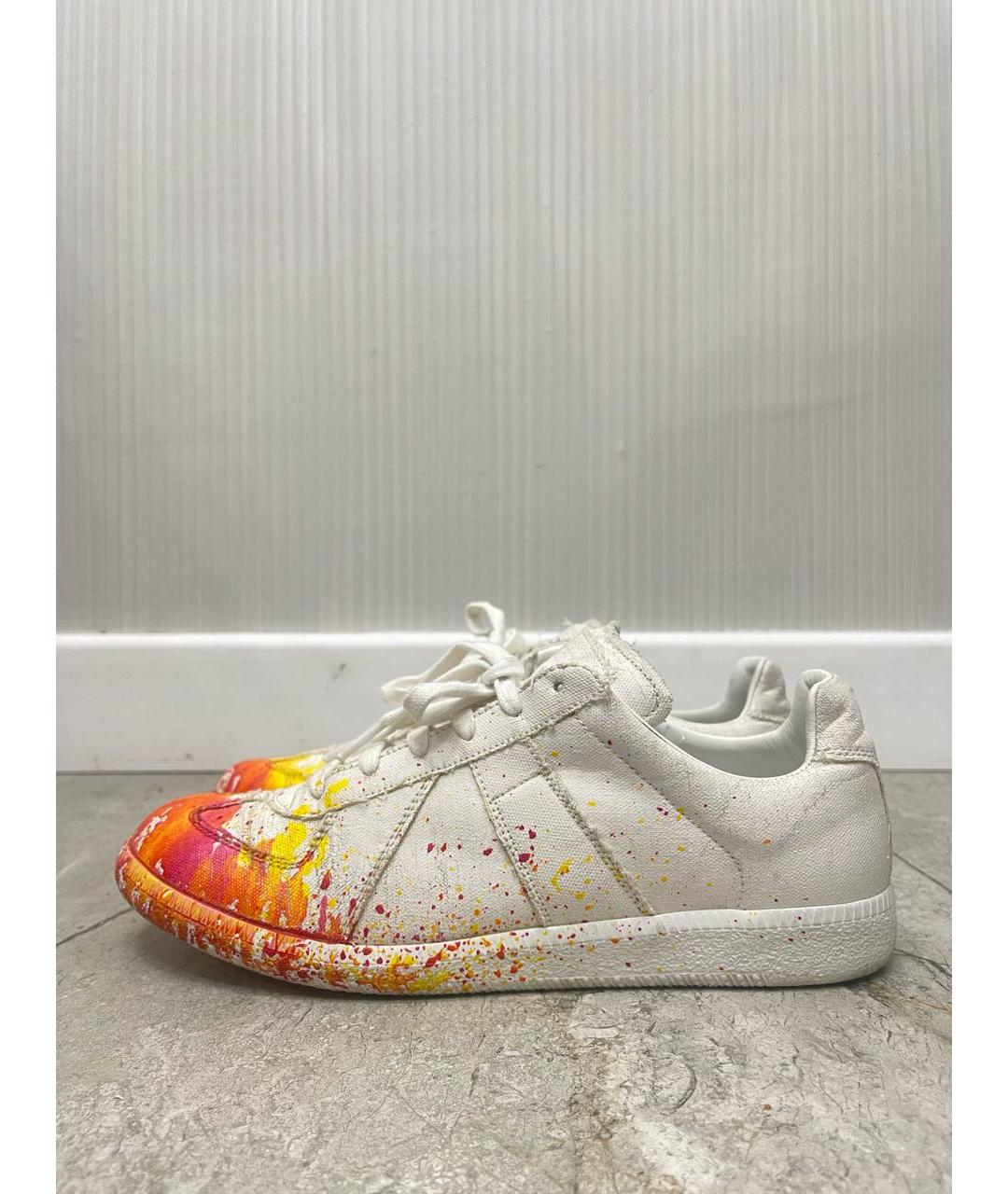 MAISON MARGIELA Белые текстильные низкие кроссовки / кеды, фото 4